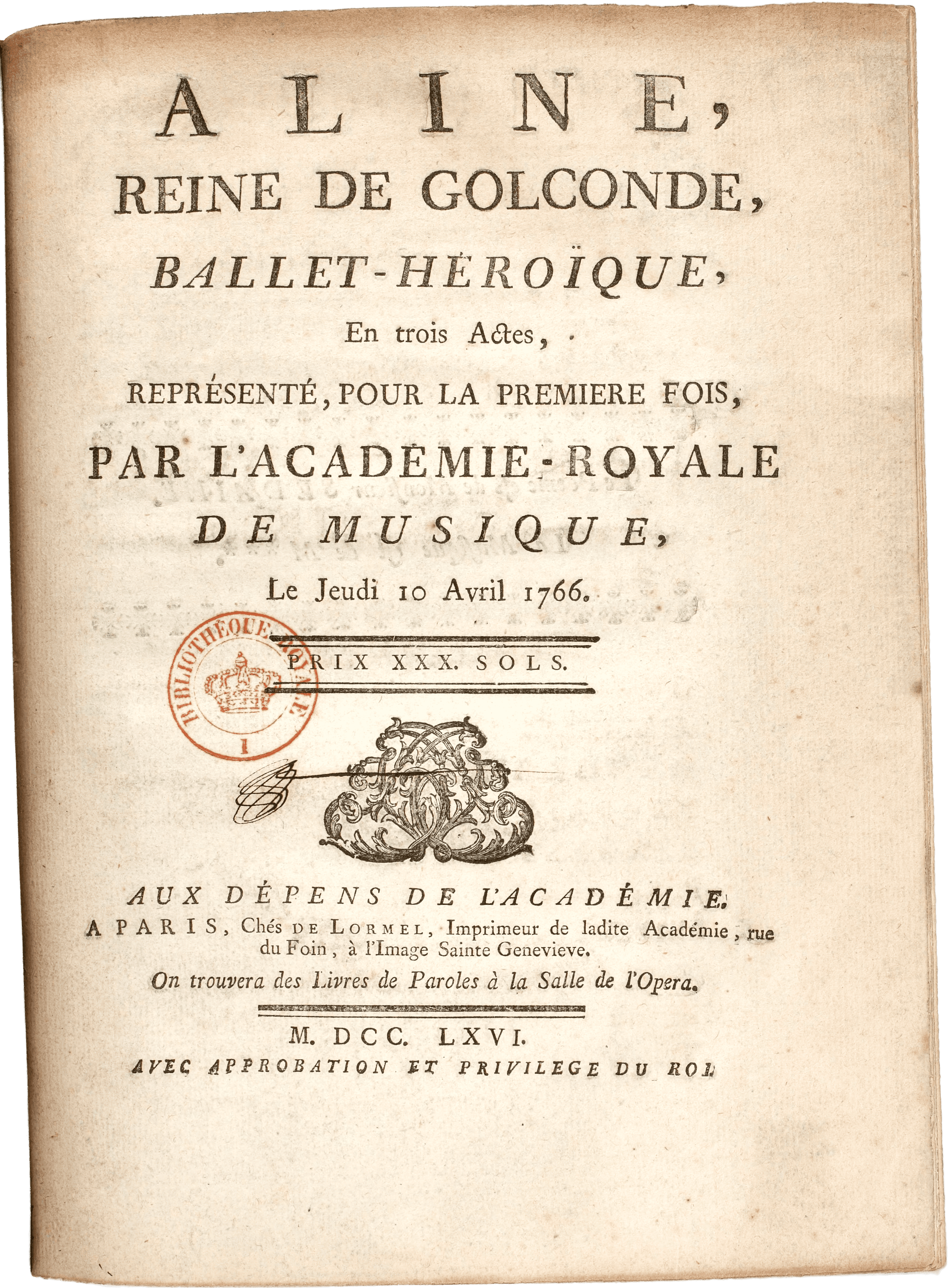 Aline, reine de Golconde (1766)