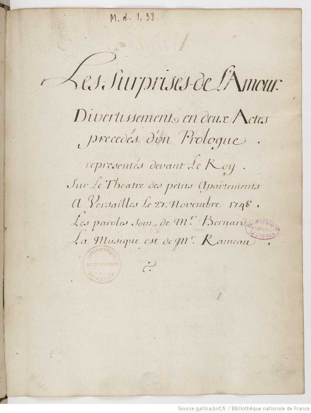 Les surprises de l'Amour (1748)