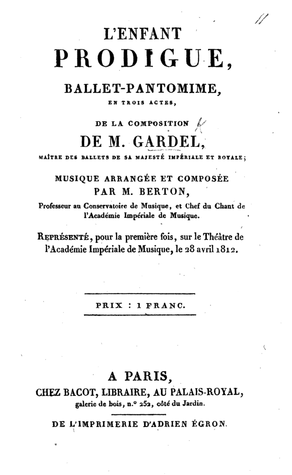 L'enfant prodigue (1812)