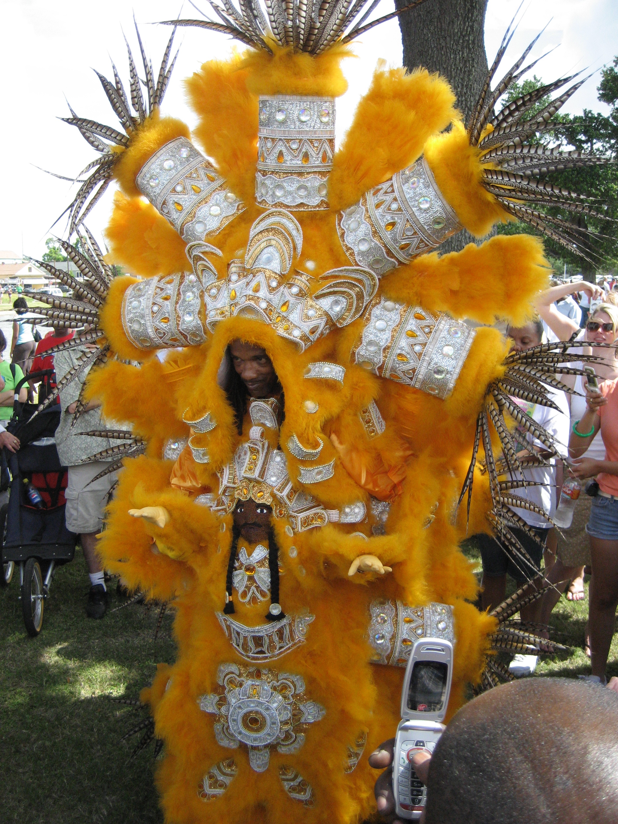 Big Chief Darryl Montana in a beaded suit depicting his father Tootie Montana at Super Sunday 2007