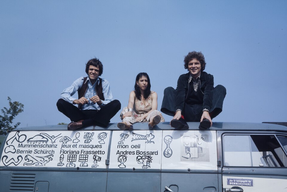 Mummenschanz founders Bernie Schürch, Floriana Frassetto and Andres Bossard in 1974