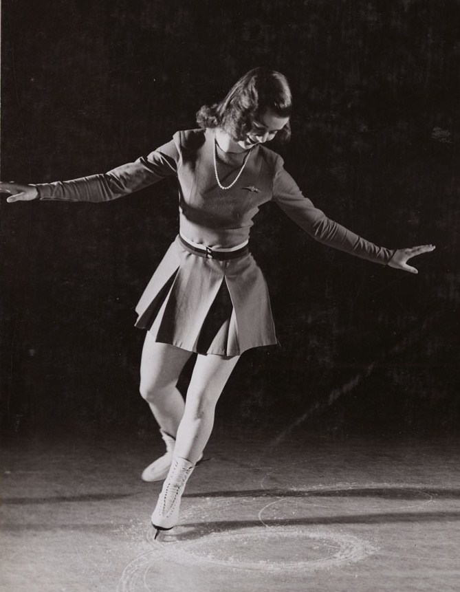 Barbara Ann Scott skating outdoors in Ottawa in March 1946