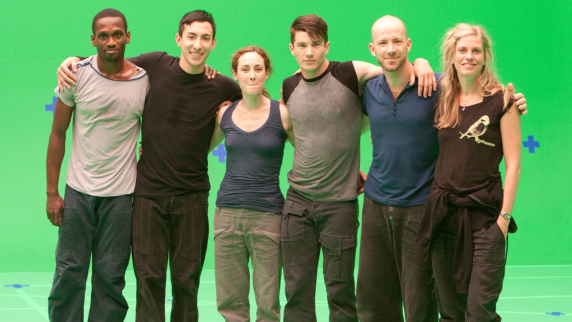 Crystal Pite working with Kidd Pivot dancers during filming of Lost Action: Trace.