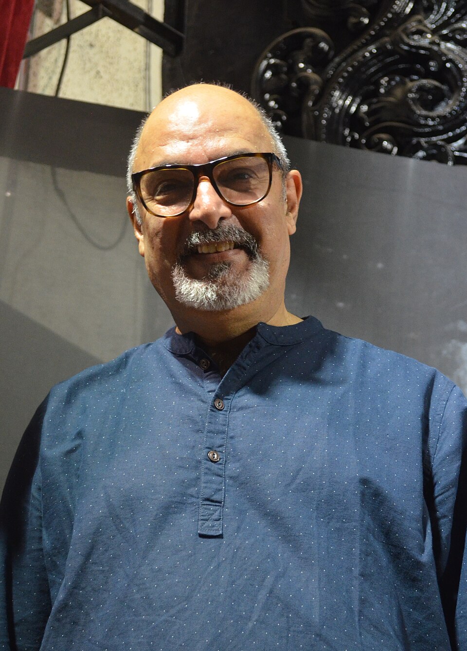 Portrait of Indian puppeteer Dadi Pudumjee in 2018