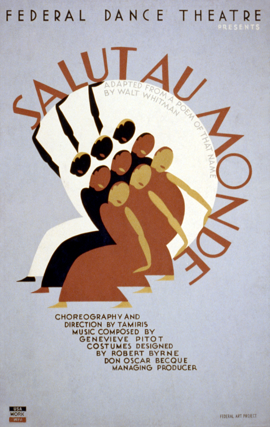 1936 Federal Theatre Project poster for Helen Tamiris's dance drama Salut au Monde