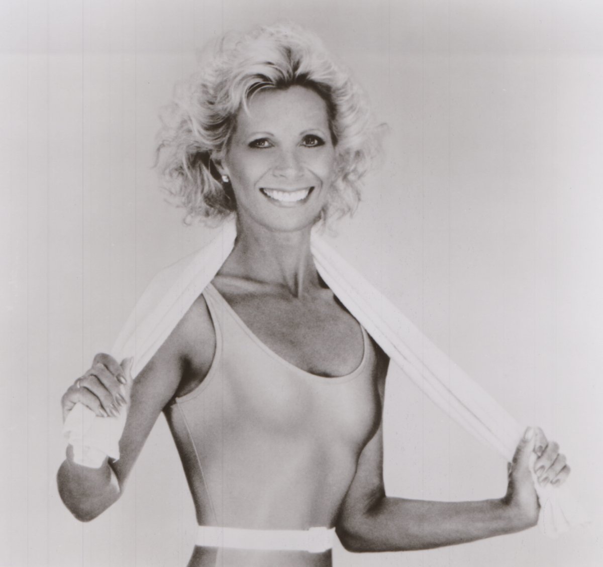 Publicity portrait of aerobic-dancing pioneer Jacki Sorensen in 1982