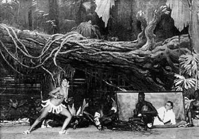 Josephine Baker performing in her well-known banana-skirt costume around 1928