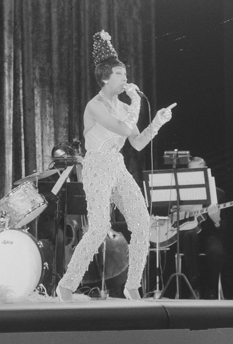 Josephine Baker performing onstage at Theater Carré in Amsterdam in 1964