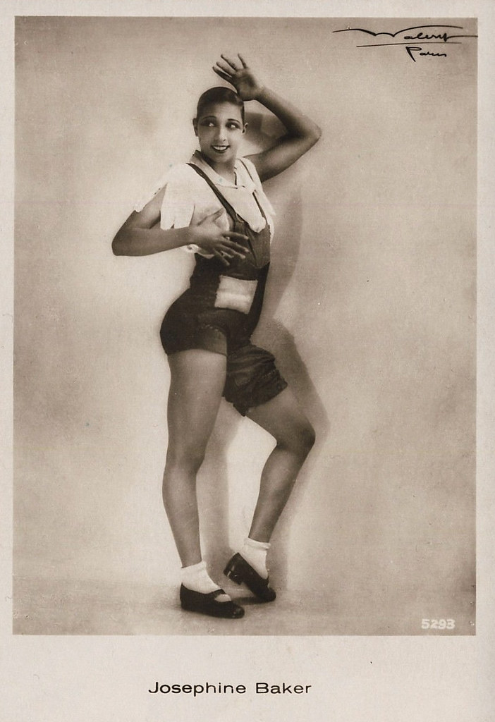 Studio portrait of Josephine Baker wearing a jeweled headpiece around 1930