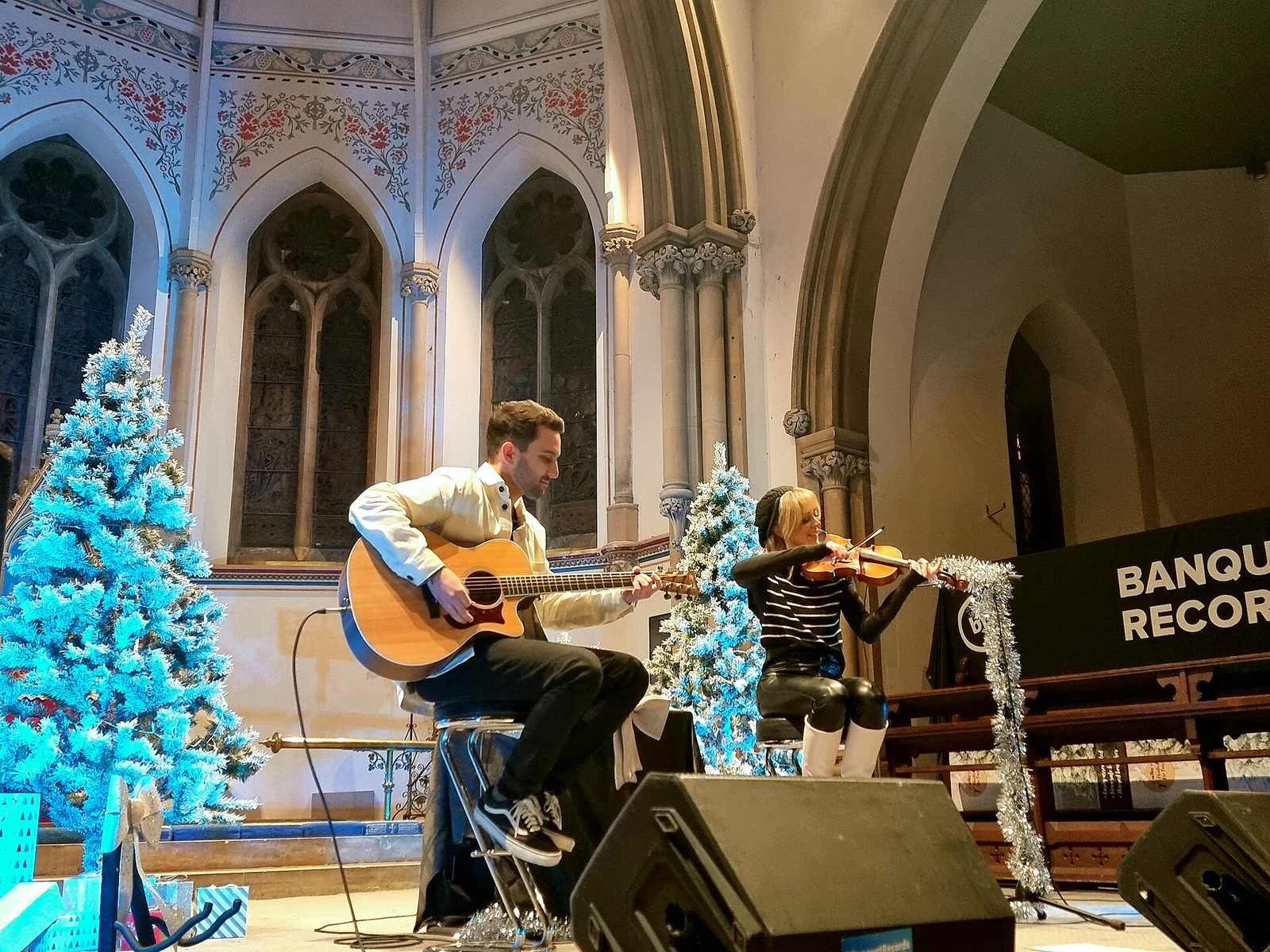 Lindsey Stirling performing on violin, St John's Church, Kingston