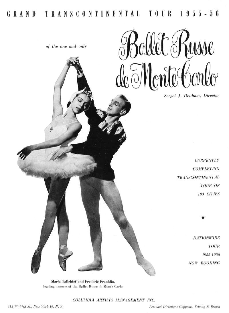 Maria Tallchief and Frederic Franklin in a 1955 Ballet Russe de Monte Carlo advertisement
