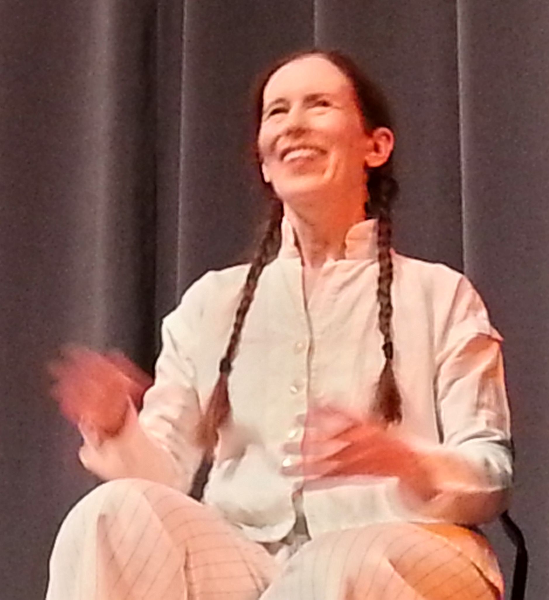 Portrait of Meredith Monk at the Krannert Center for the Performing Arts in 2014.