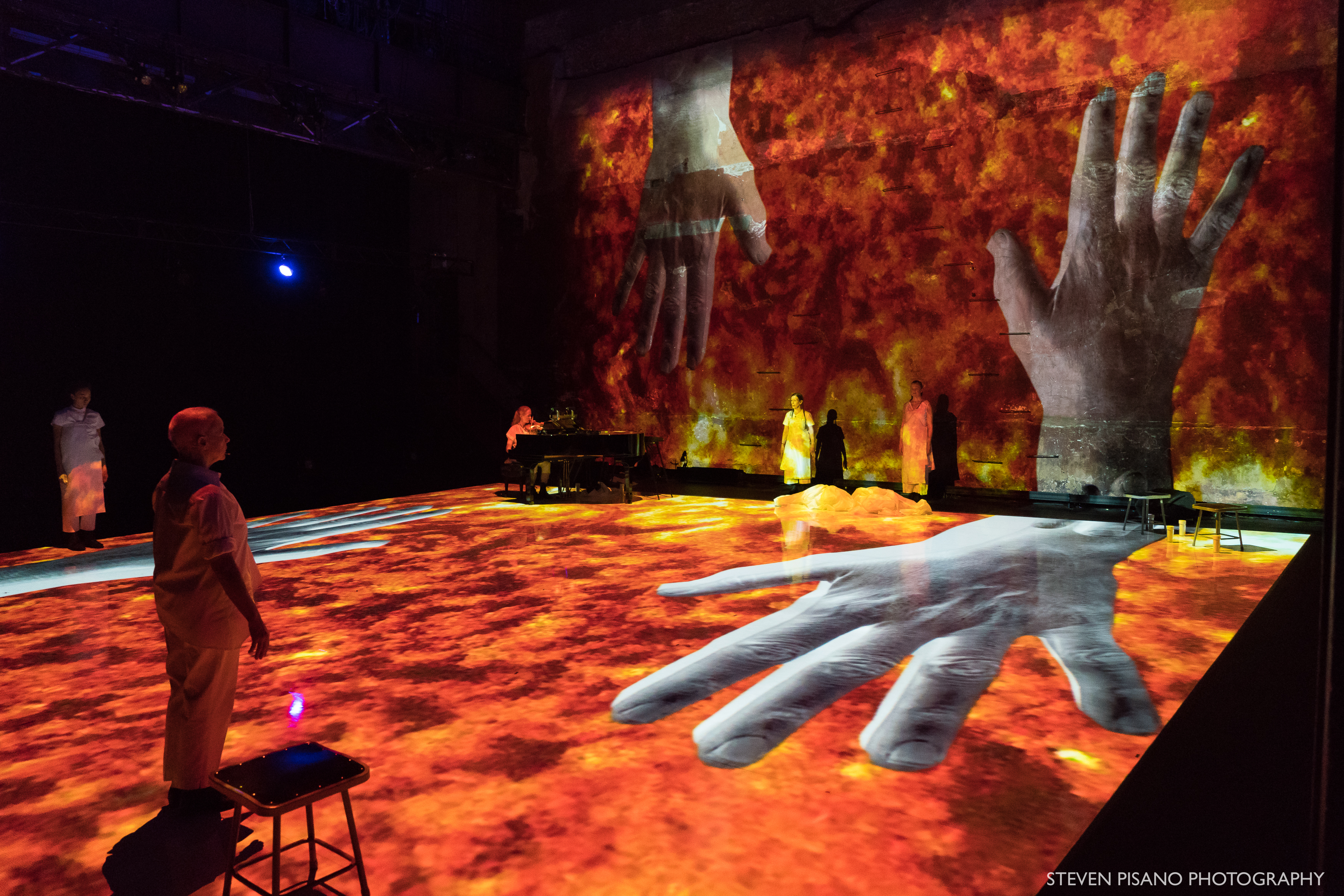 Meredith Monk and ensemble members performing Cellular Songs at the Brooklyn Academy of Music in 2018.