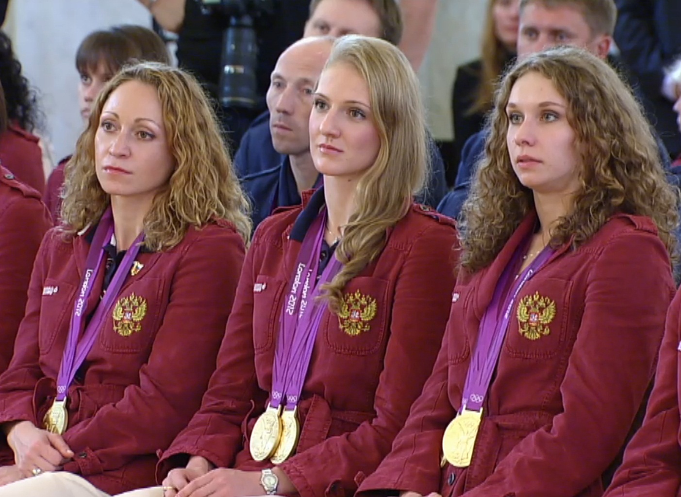 Russian Olympic athletes including Natalia Ishchenko at a 2012 Kremlin reception