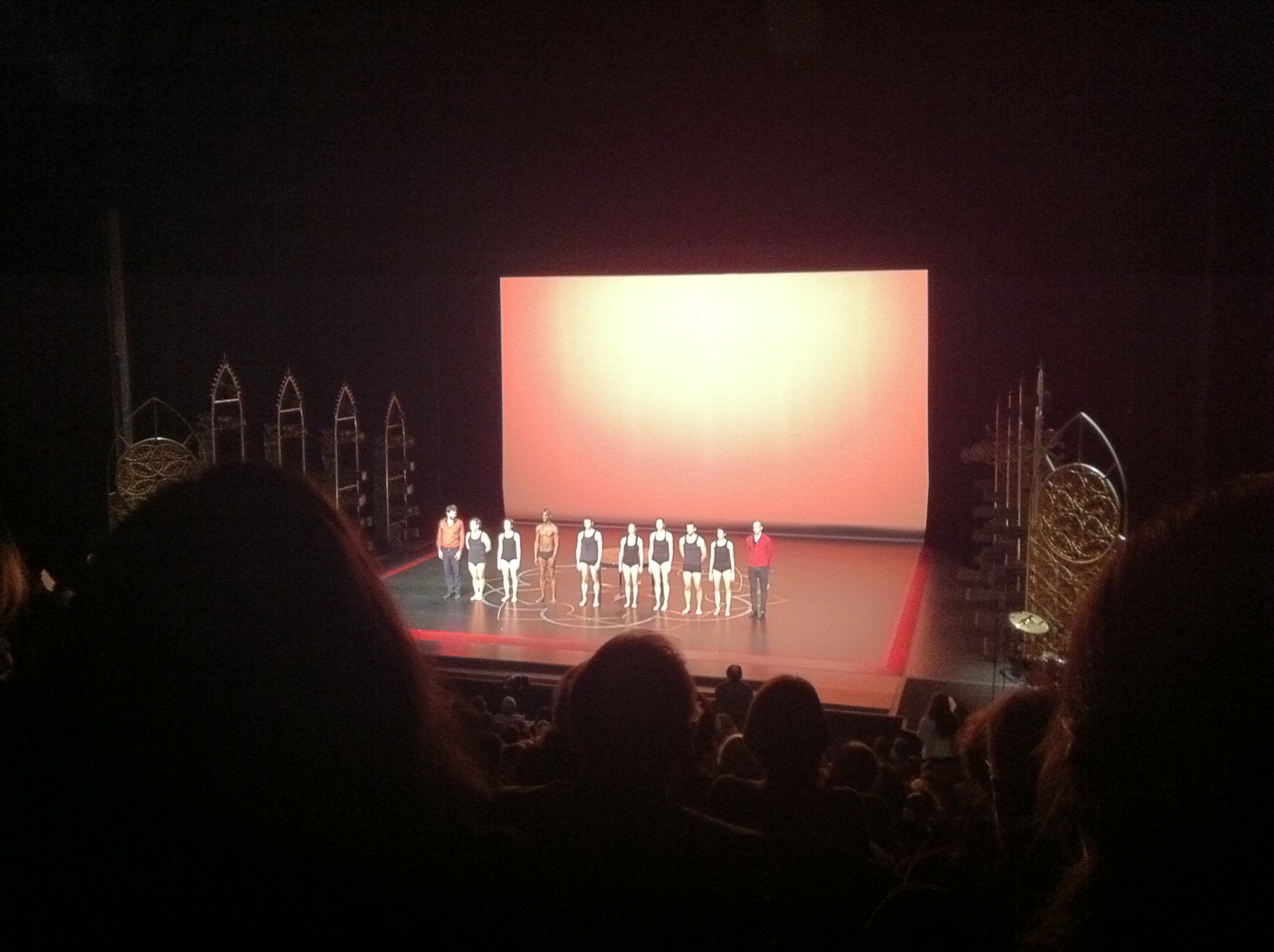 Dancers of Compagnie DCA and musicians taking a bow after Octopus at Théâtre national de Chaillot