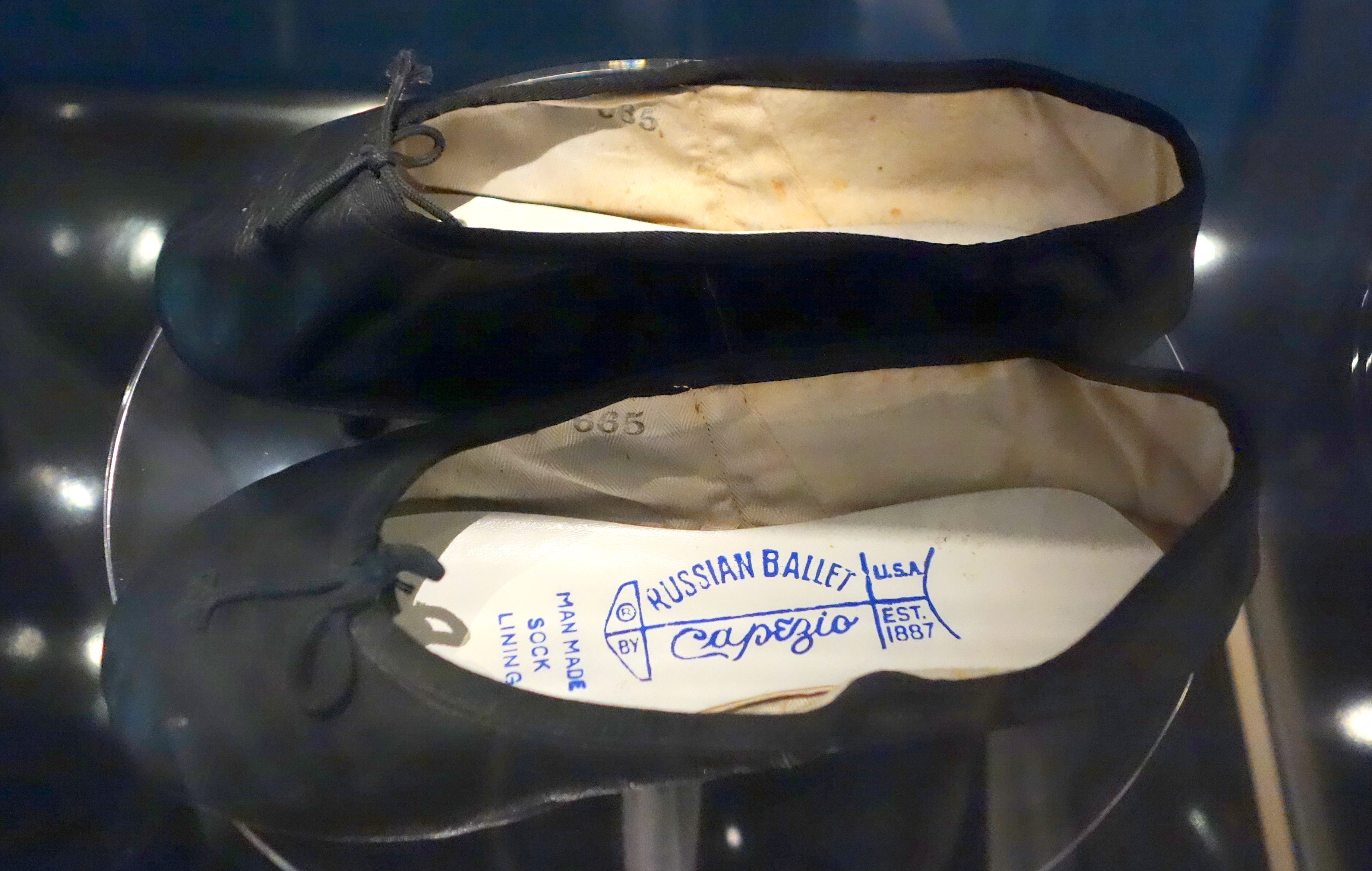 Ballet shoes worn by Rudolf Nureyev displayed at the Bata Shoe Museum