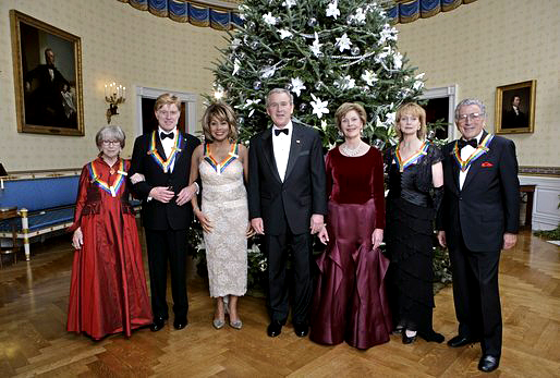 Suzanne Farrell with the 2005 Kennedy Center honorees and President George W. Bush and Laura Bush