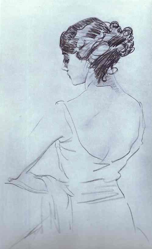 Valentin Serov pencil portrait of ballet dancer Tamara Karsavina