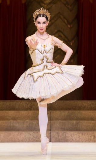 Tamara Rojo in costume as Raymonda during a stage performance