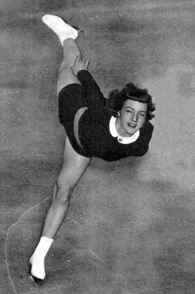 Tenley Albright skating at Korakuen Ice Palace in Tokyo in 1953