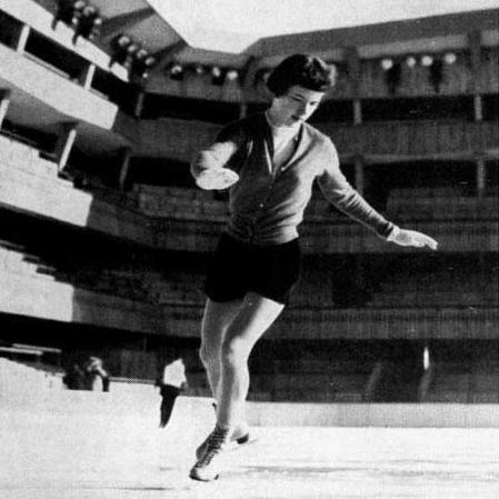 Tenley Albright skating at the 1956 Winter Olympics in Cortina d'Ampezzo