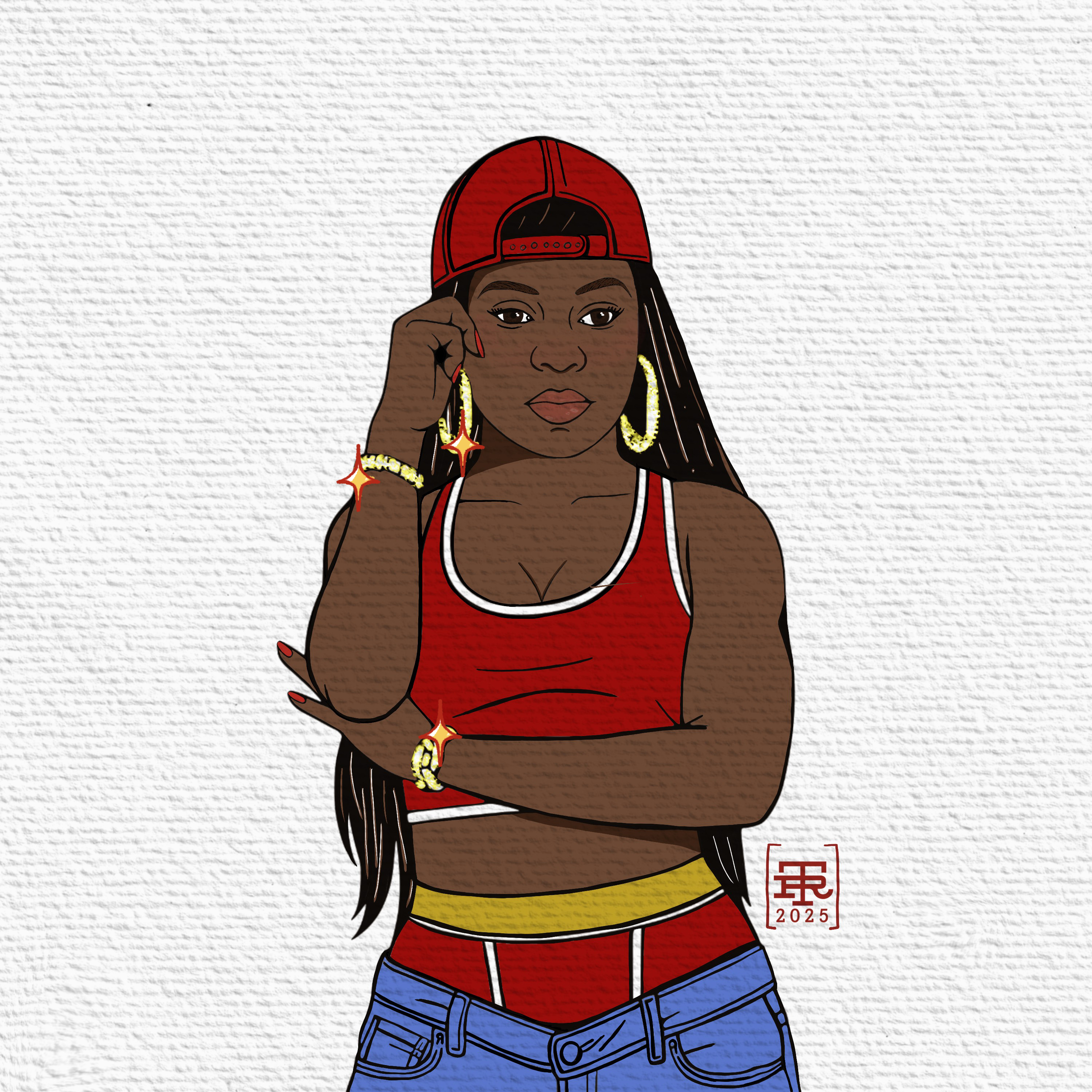 Portrait of Angolan kuduro artist Titica against a dark background