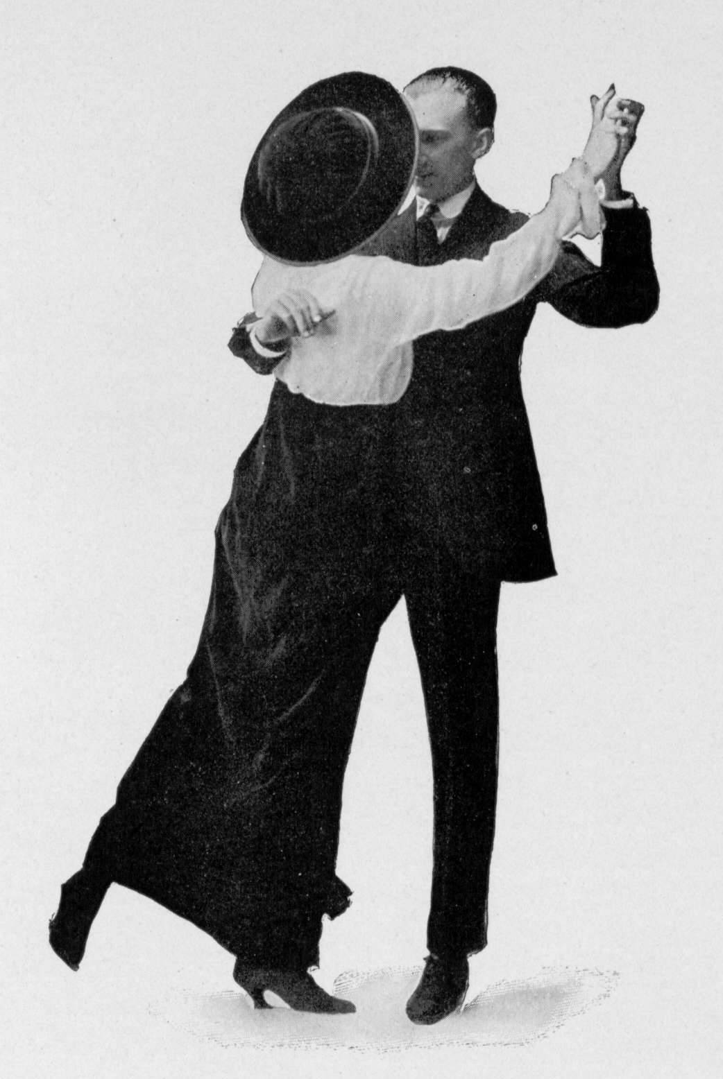 Vernon and Irene Castle demonstrating a partnered dance figure in a 1914 instruction book