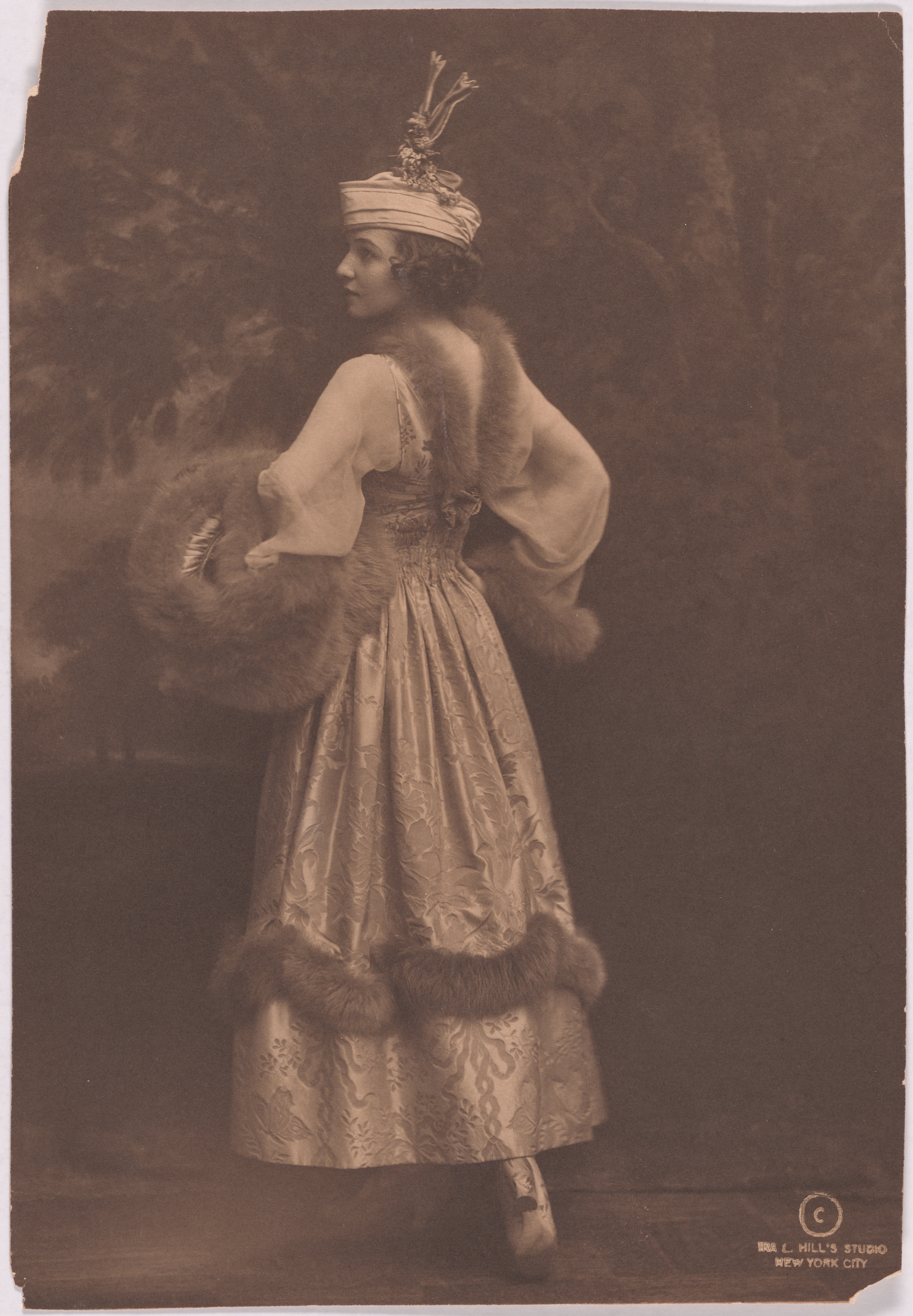 Full-length 1920 portrait of Irene Castle in a dark dress